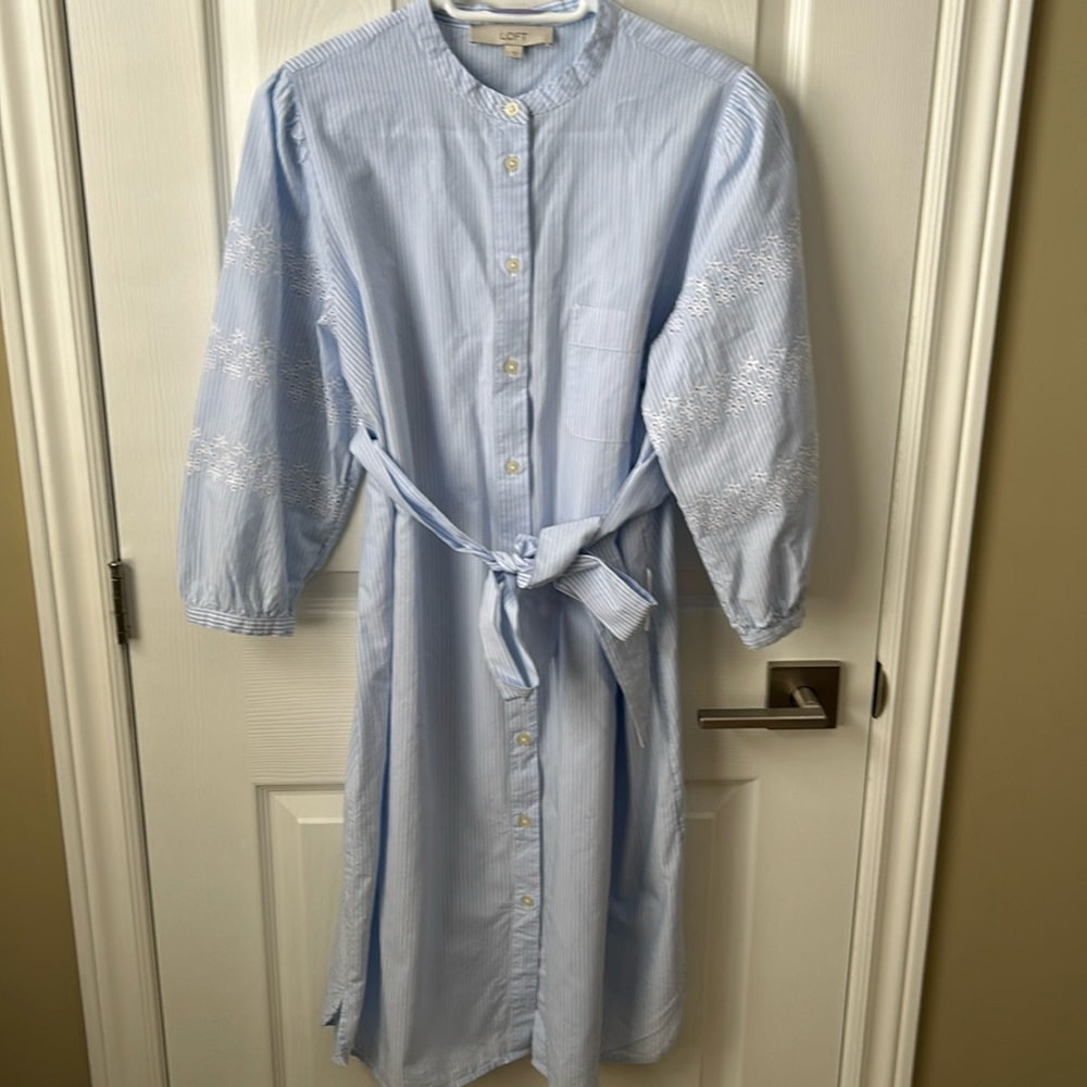 Loft eyelet detail shirt dress